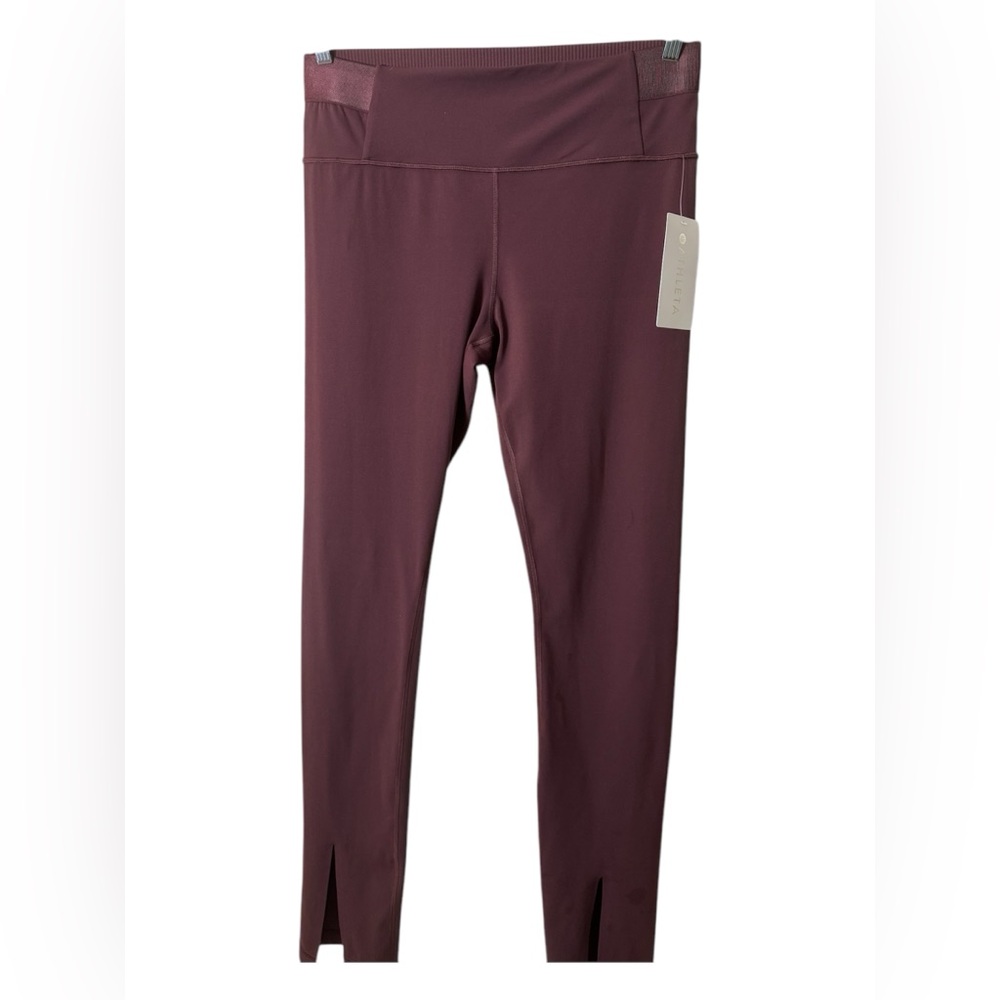 ATHLETA Aura Split Pant Maroon High Waisted Leggings Size XLT